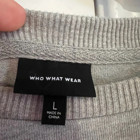 Who What Wear Gray Long Sleeve Ruffle Sweatshirt Dress Size Large EUC - Picture 2 of 4